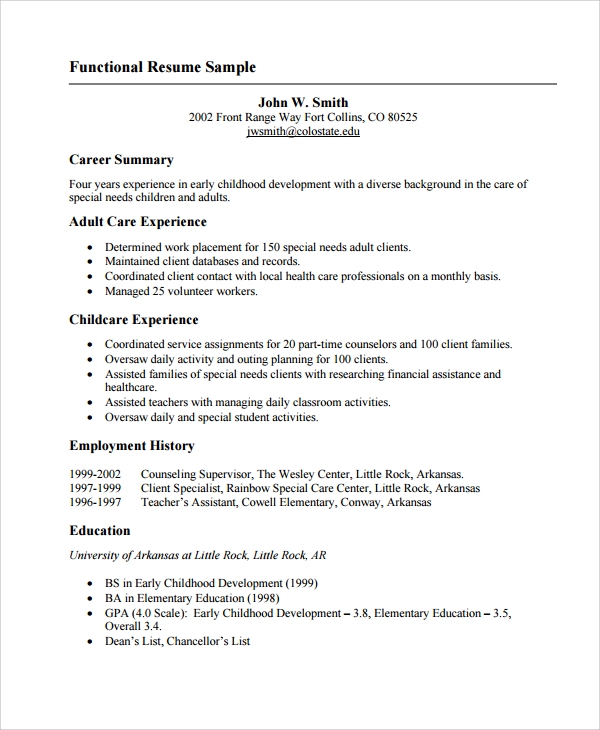 functional resume