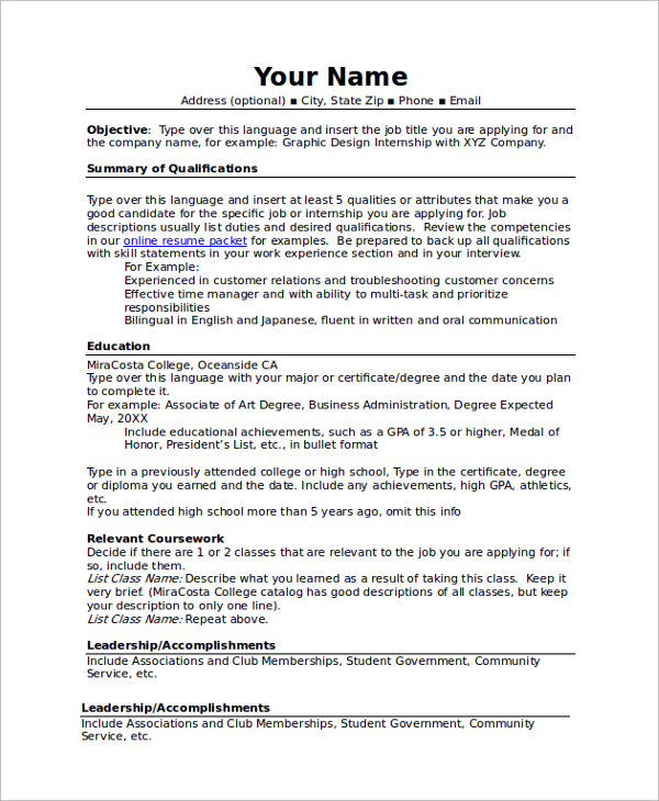 Sample Resume 34 Documents In PDF Word