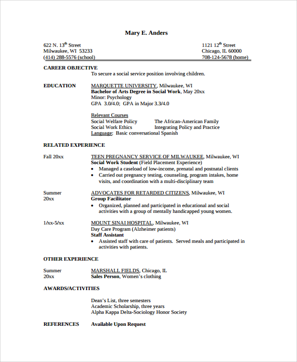 Sample Resume - 34+ Documents in PDF, Word