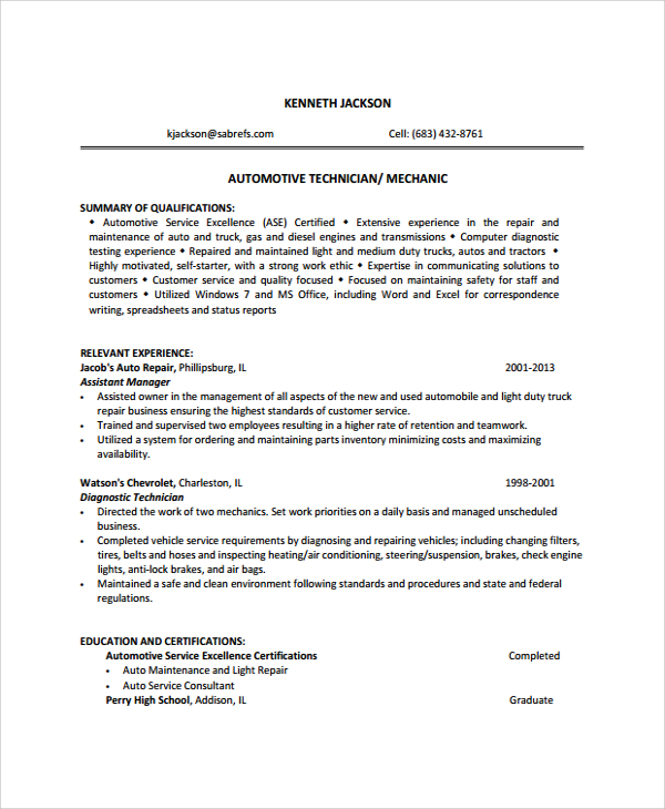 air conditioning resume template