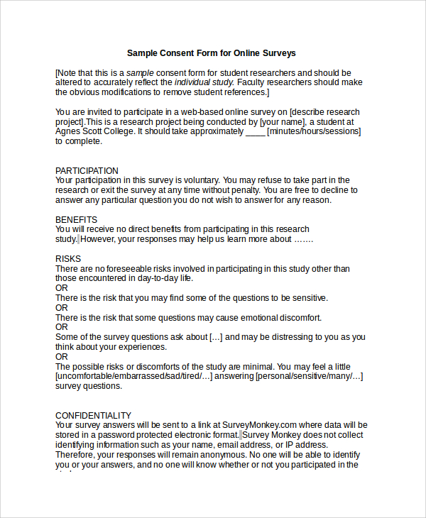 FREE 6+ Sample Survey Consent Forms in PDF | MS Word