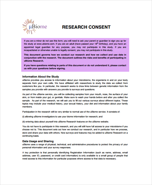 informed consent form in research pdf