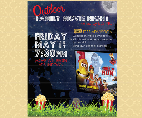 outdoor movie night flyer 