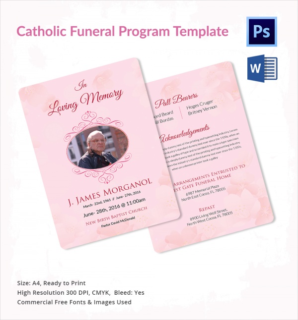 FREE 19+ Sample Catholic Funeral Programs in PDF PSD MS Word