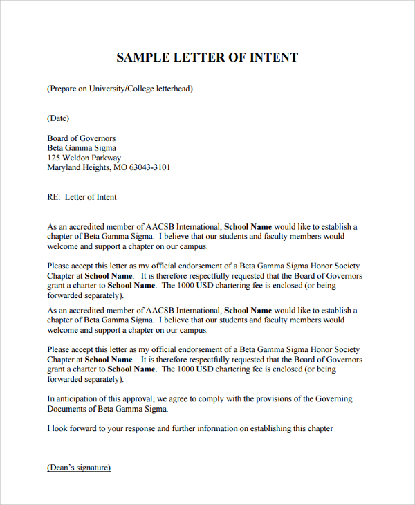 FREE 15+ Sample Letter of Intent For University in PDF, Word, Pages