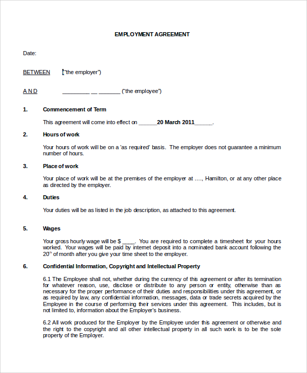 casual employment contract agreement
