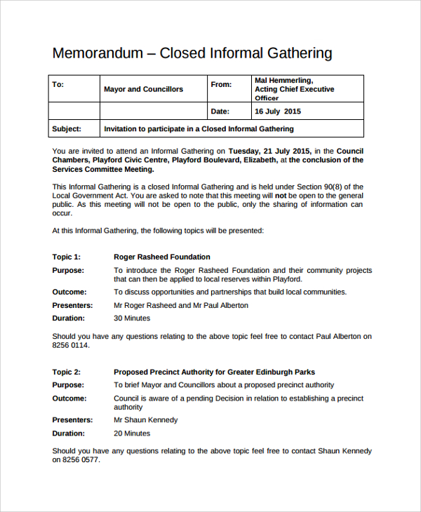 informal memo format