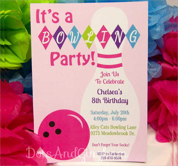 bowling birthday party invitation template