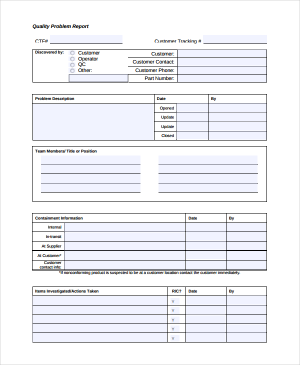 FREE 6+ Sample Problem Report Templates in PDF