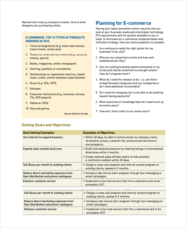 electronic business plan template