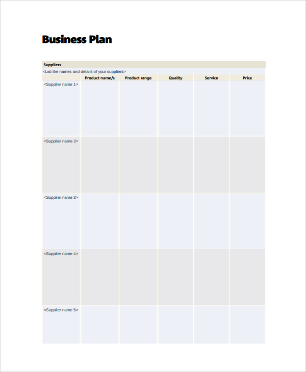 sample business plan template pdf
