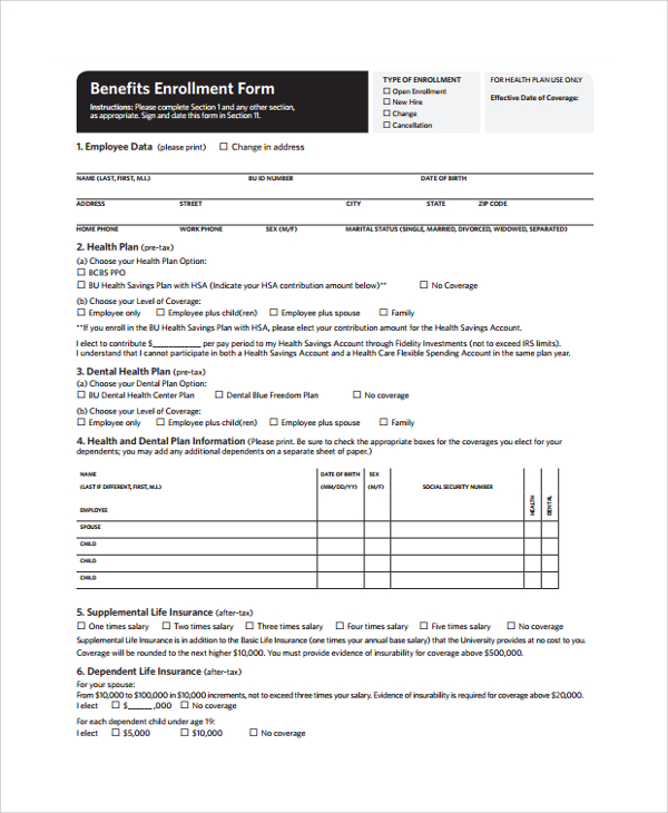 benefits enrollment form