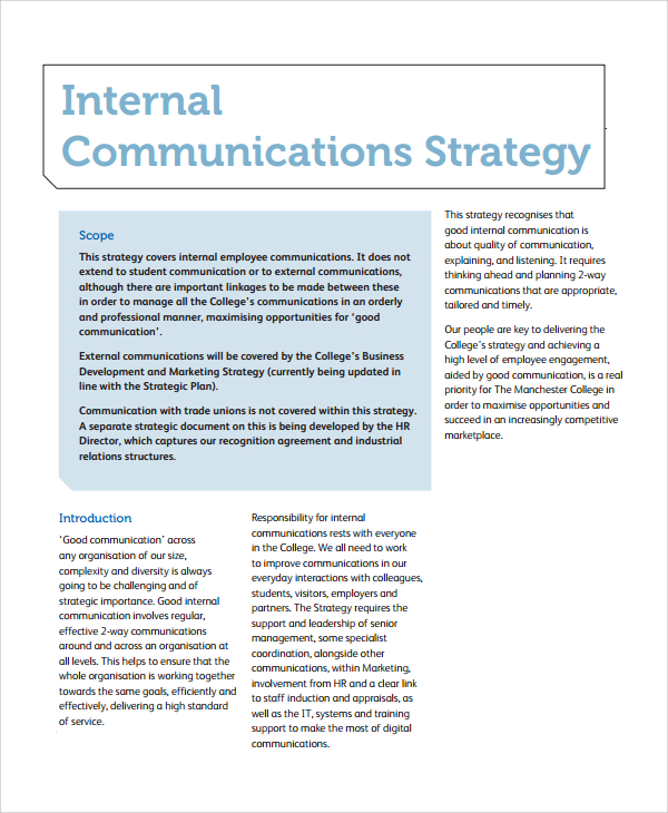 internal communication strategy template