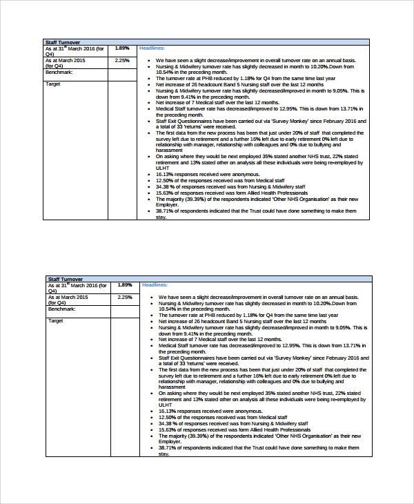 Hr Annual Report Template