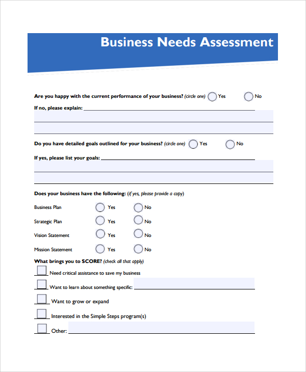 Free 9 Sample Need Assessment Templates In Ms Word Pdf 5510