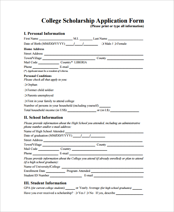 BURSARY AND SCHOLARSHIP APPLICATION FORM Anciens Et Réunions