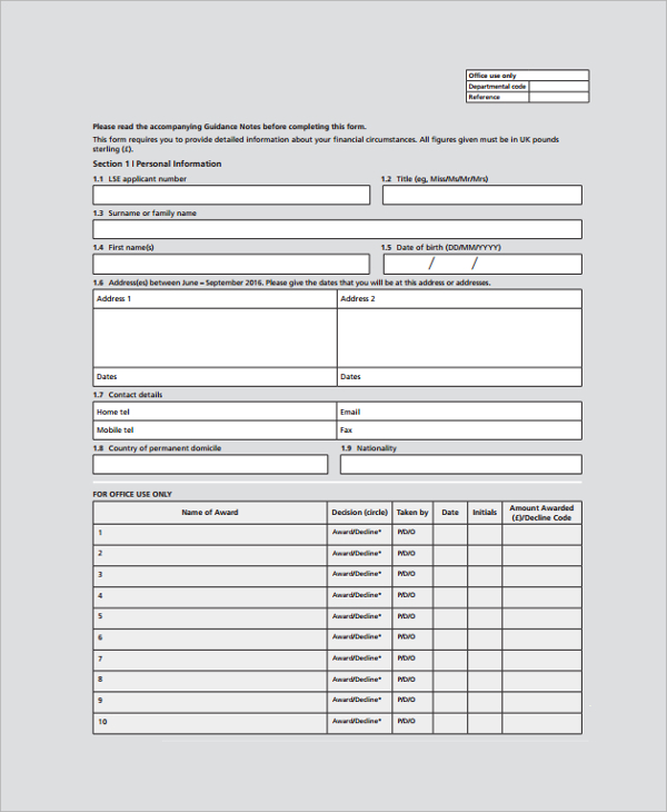 FREE 8+ Sample Scholarship Forms in PDF | MS Word