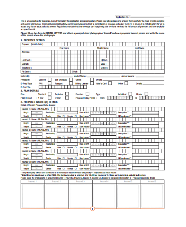 health insurance proposal form