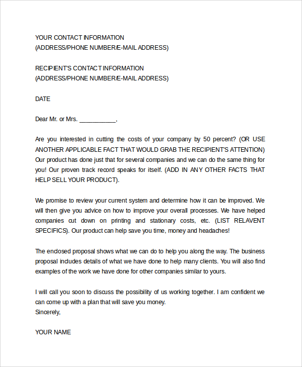 basic business proposal letter to client