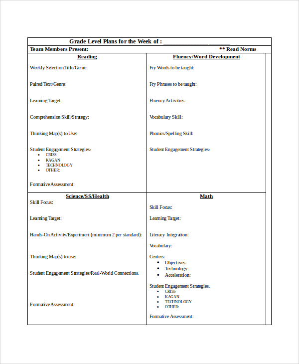 basic weekly agenda template