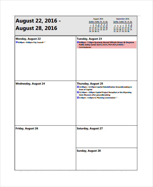 Weekly Meeting Agenda Template