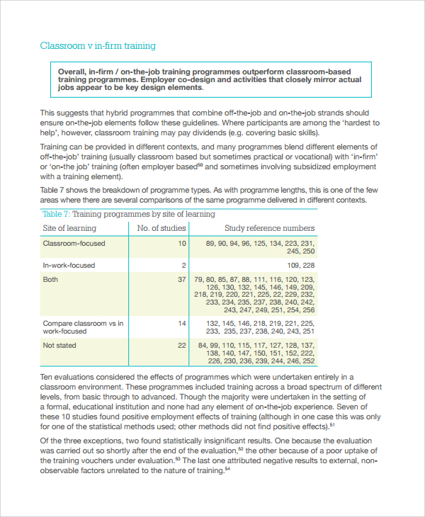 employee training report template