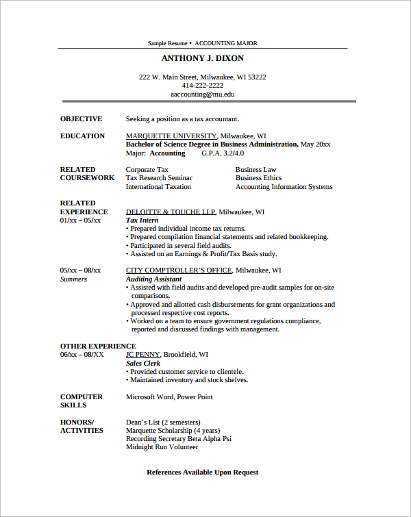 excel resume template