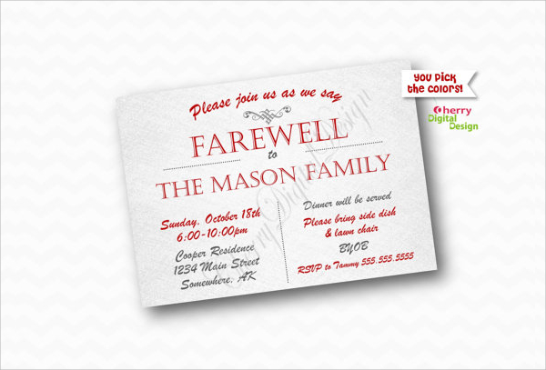 red gray colored farewell party invitation template