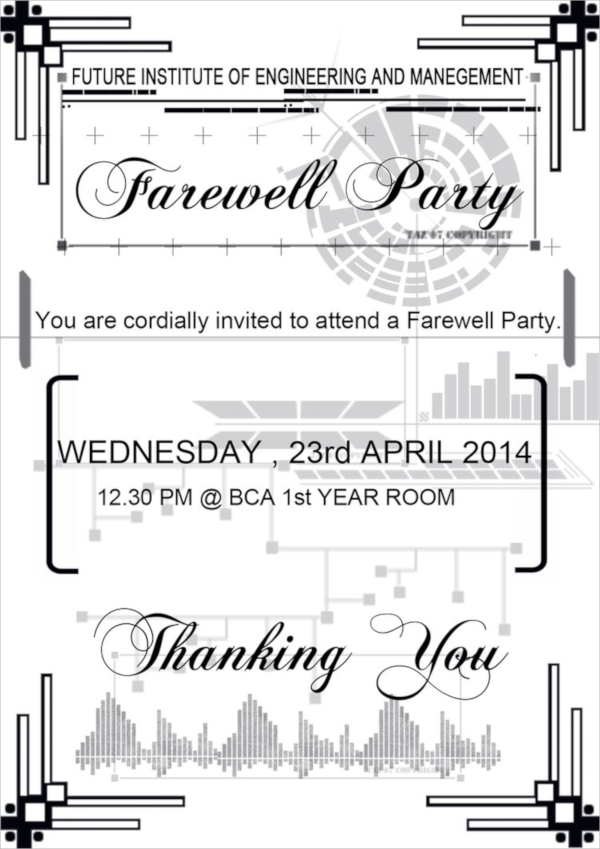 simple farewell party invitation card