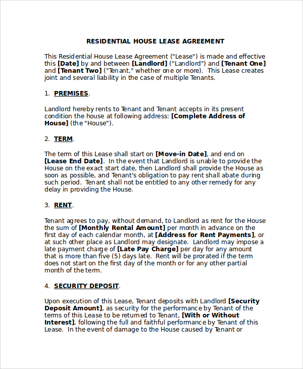 free 10 sample residential lease agreement templates in pdf ms word