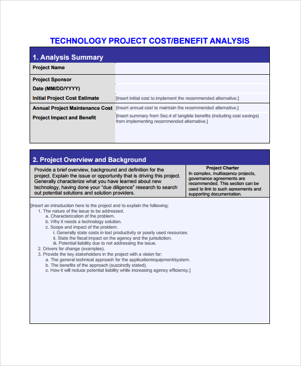 project cost benefit analysis template