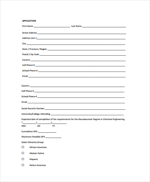 minority scholarship application form