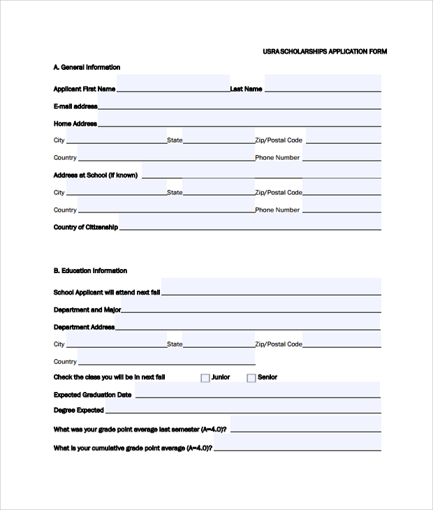scholarship awards application form