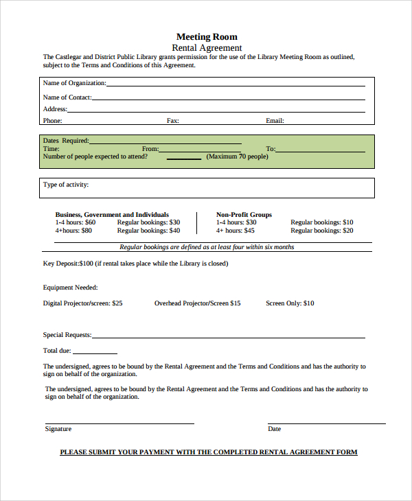 Sample Room Rental Agreement 8 Documents In Word Pdf