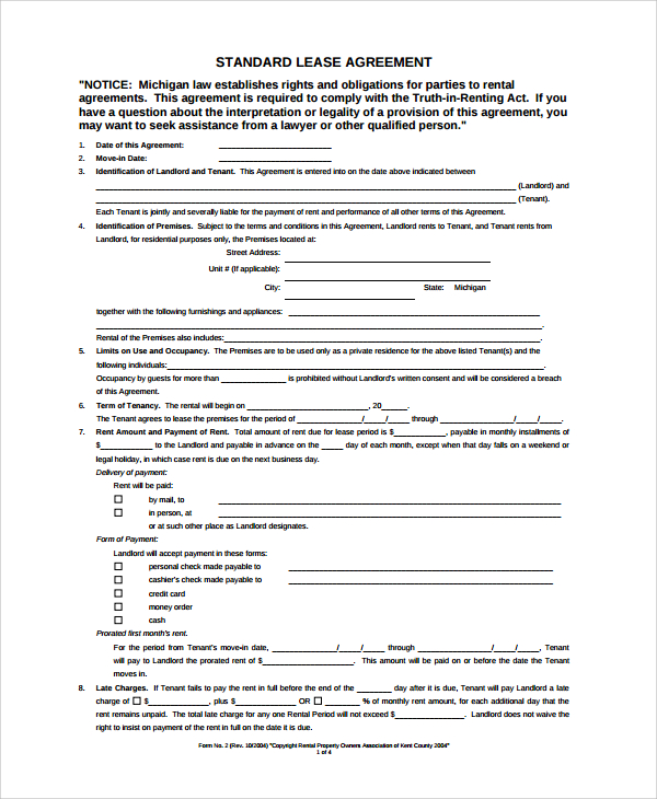 free 7 sample blank lease agreement templates in pdf ms