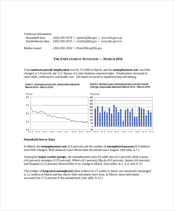 employement situation report template