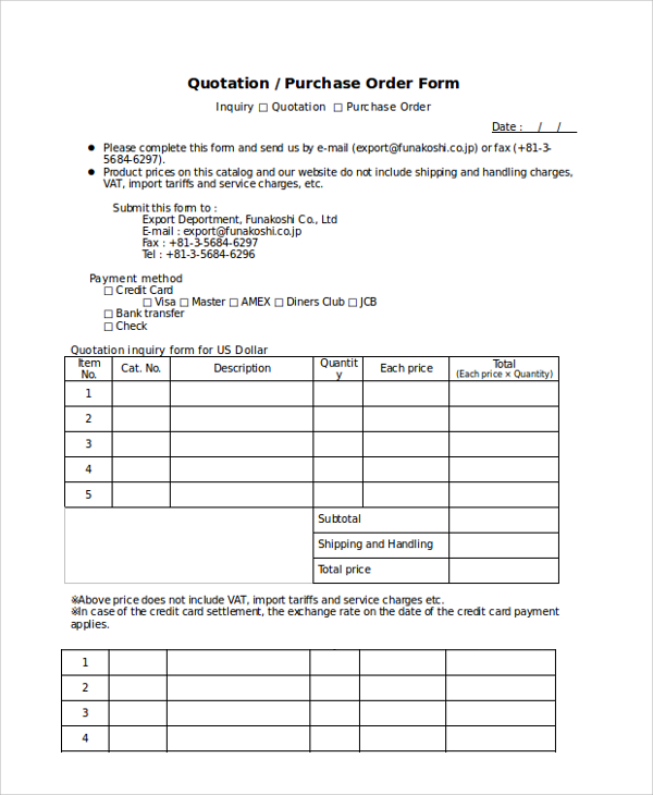 FREE 7+ Order Form Samples in PDF | MS Word