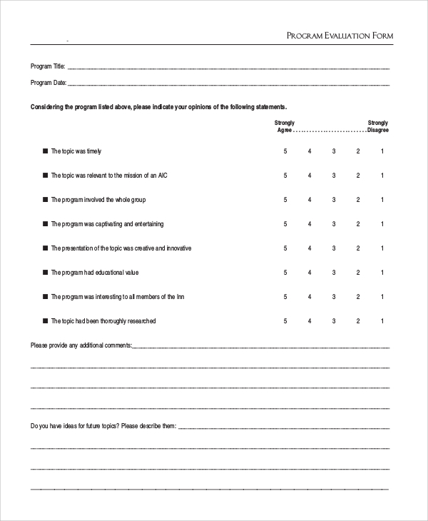program evaluation form