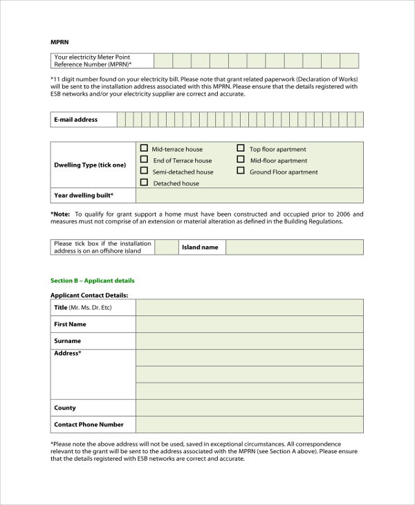 homeowner application form