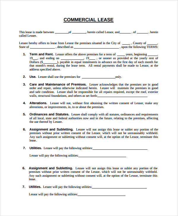 basic commercial lease agreement