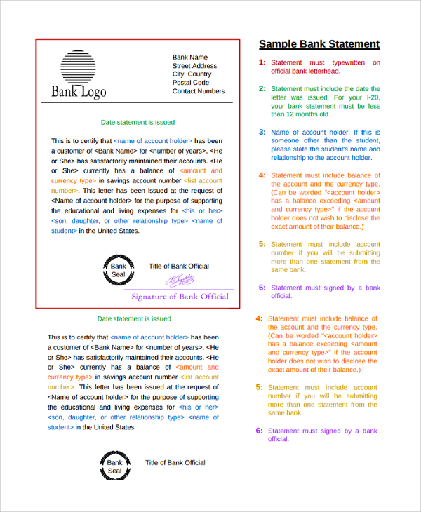 bank statement template