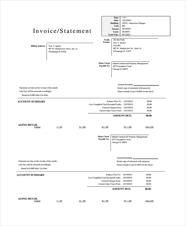 invoice statement template