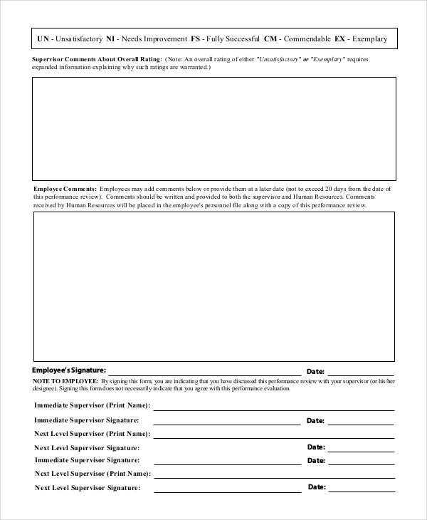 annual employee evaluation form