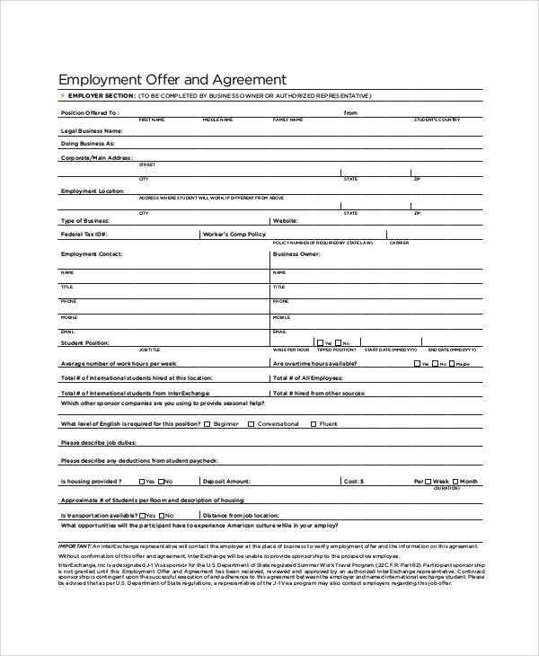 employment offer and agreement form1