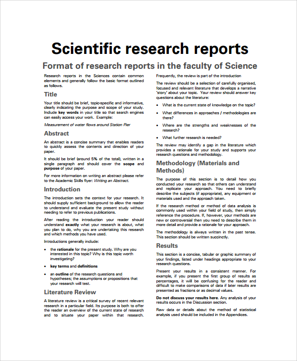 scientific research report template