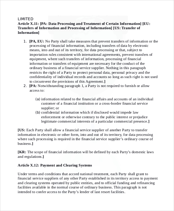 financial services confidentiality agreement