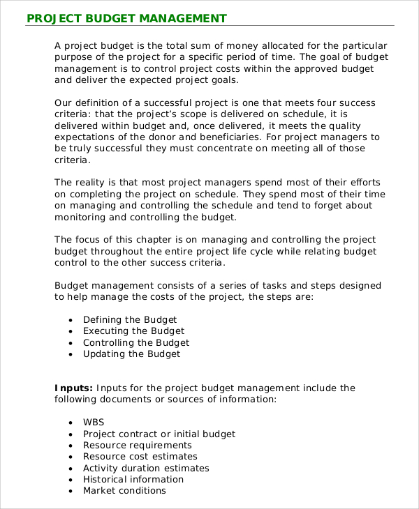 project budget management