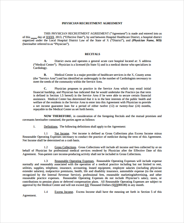 Free 7 Sample Physician Employment Agreement Templates In Pdf