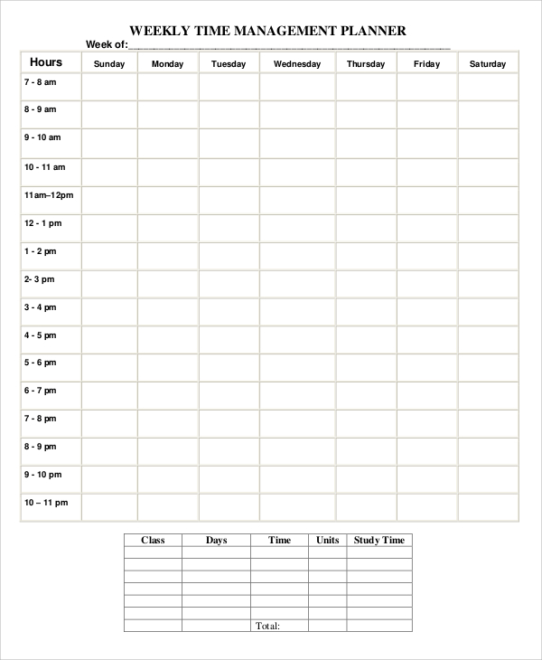 Time Management Planner Templates Free Printable Templates
