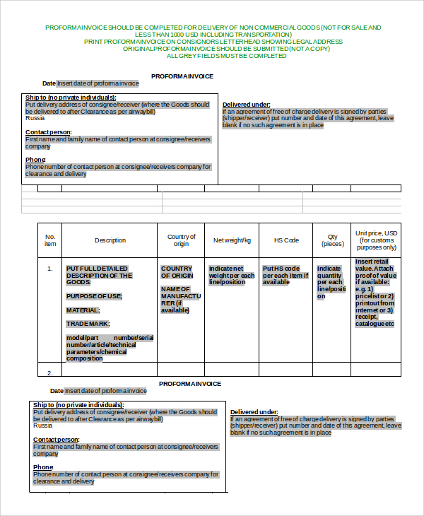 free 16 sample commercial invoice templates in ms word  pdf